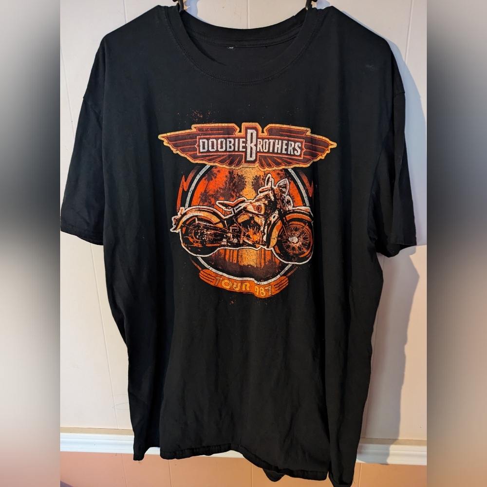 Doobie Brothers Vintage Reproduction Black T-Shirt Motorcycle Tour 1987 Size XXL